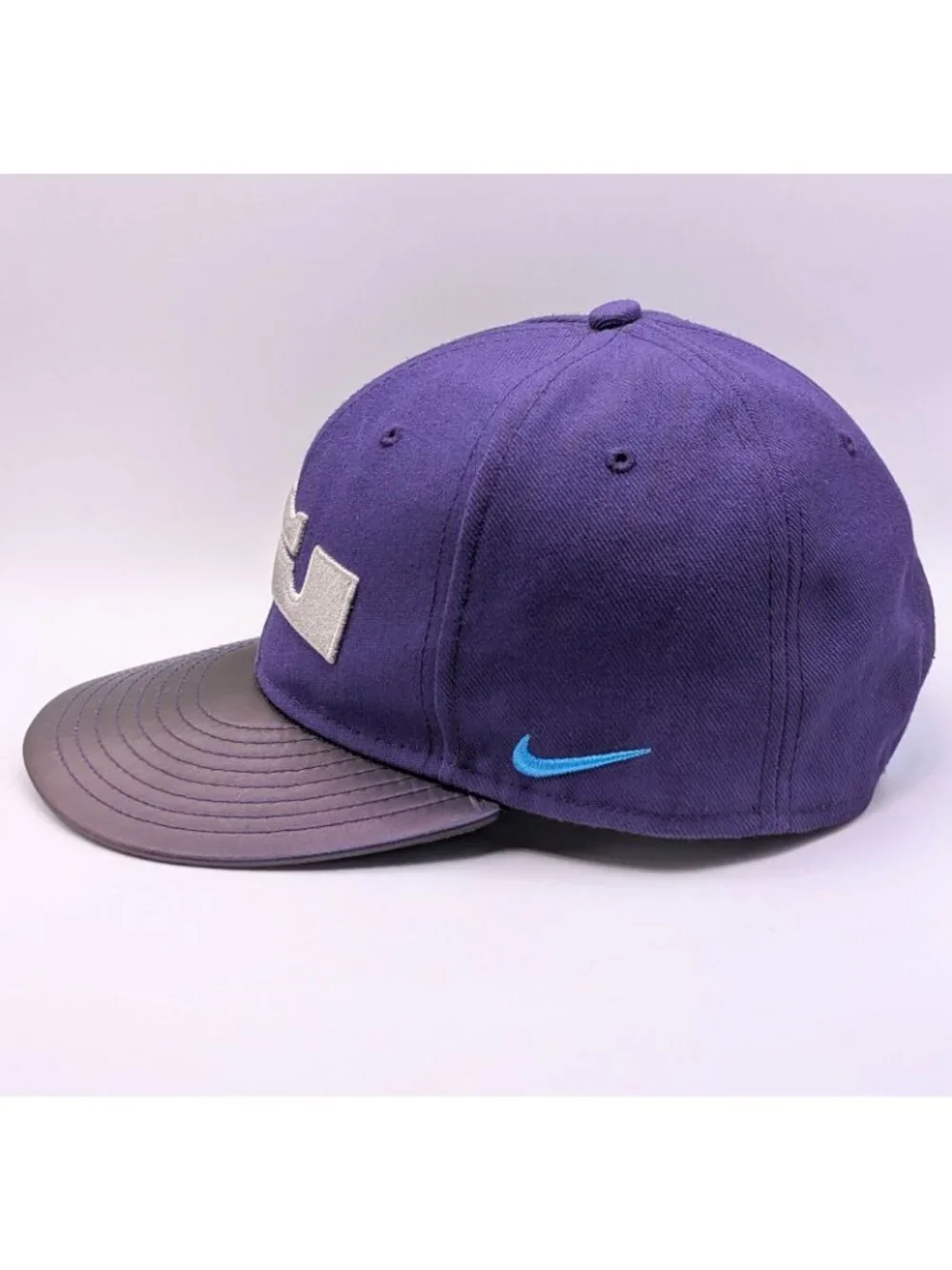 Nike True Lebron James King Crown Logo Hat Snapback Purple Blue Flat Bill Unisex